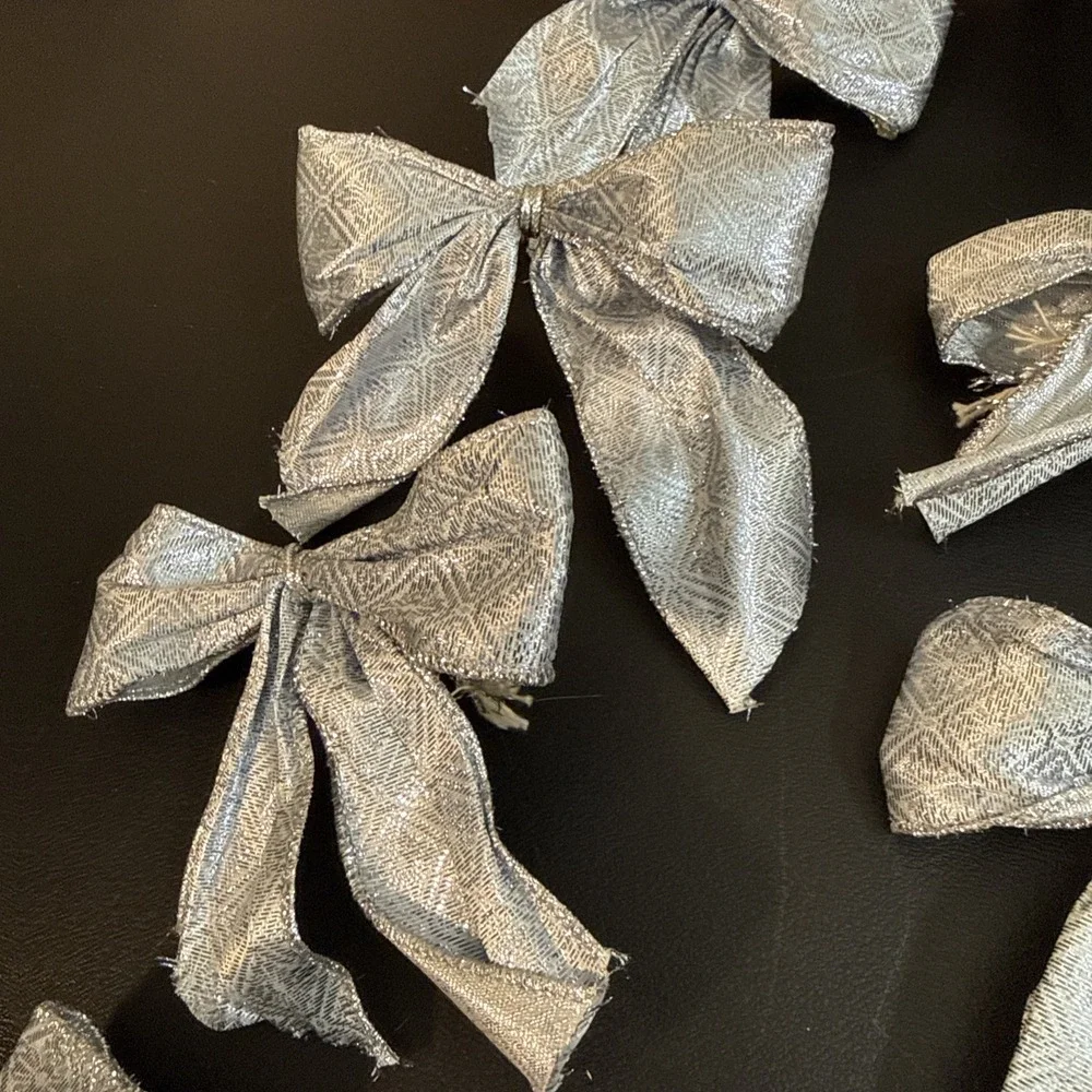 Lot Of 10 Vintage Blue/Silver Bows Xmas Tree Decor 2000's